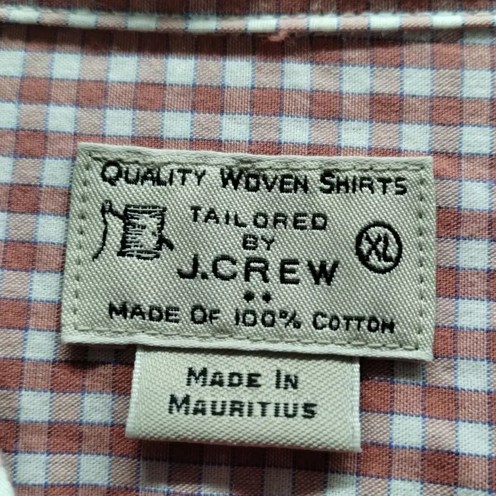 Tailored by J Crew Men's Size XL Long Sleeve Red Gingham Button-Up Cotton Shirt